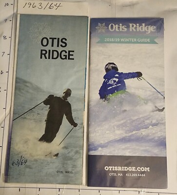 1963/64 OTIS RIDGE SKI AREA TRAIL MAP & 18/19 TM/BROCHURE TOO. BOTH MINT SEE DES