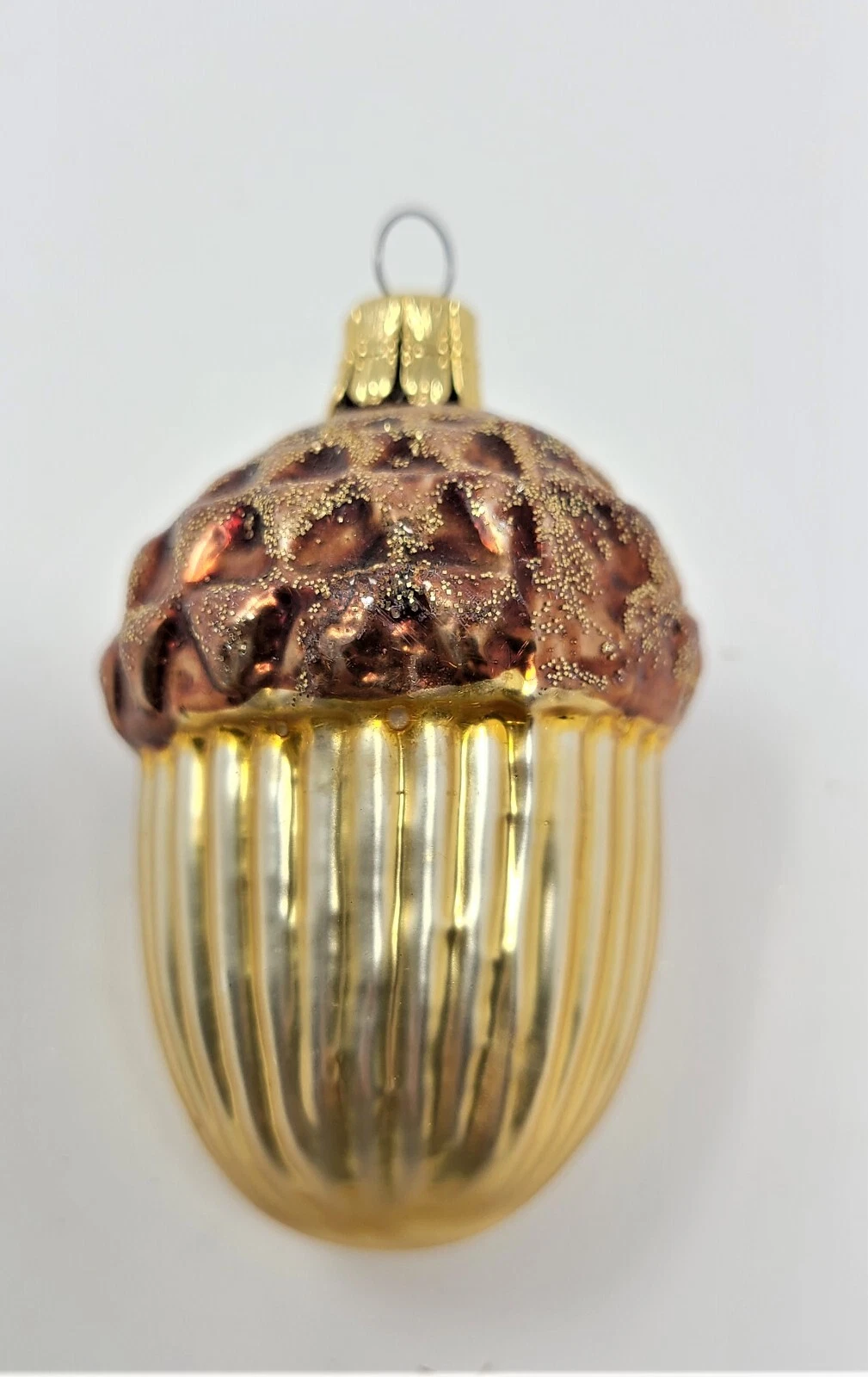 Vintage Acorn Christmas Tree Glass Ornament   Czechoslovakia