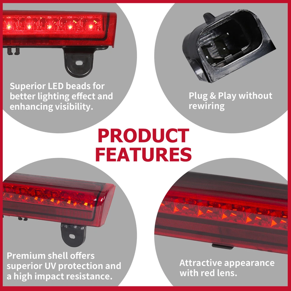 Tercera luz de freno LED 3RD para Chevrolet Suburban Tahoe GMC Yukon 2000-2006 roja Foto 4 de 4