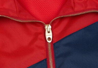 Gucci Nylon Jacket Red Navy Blue White Embroidery Logo Size: 46