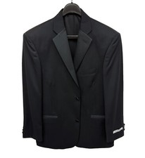 New Men's Black Tuxedo Jacket - Super 110s Wool, 2-Button, Satin Notch Lapel 39R