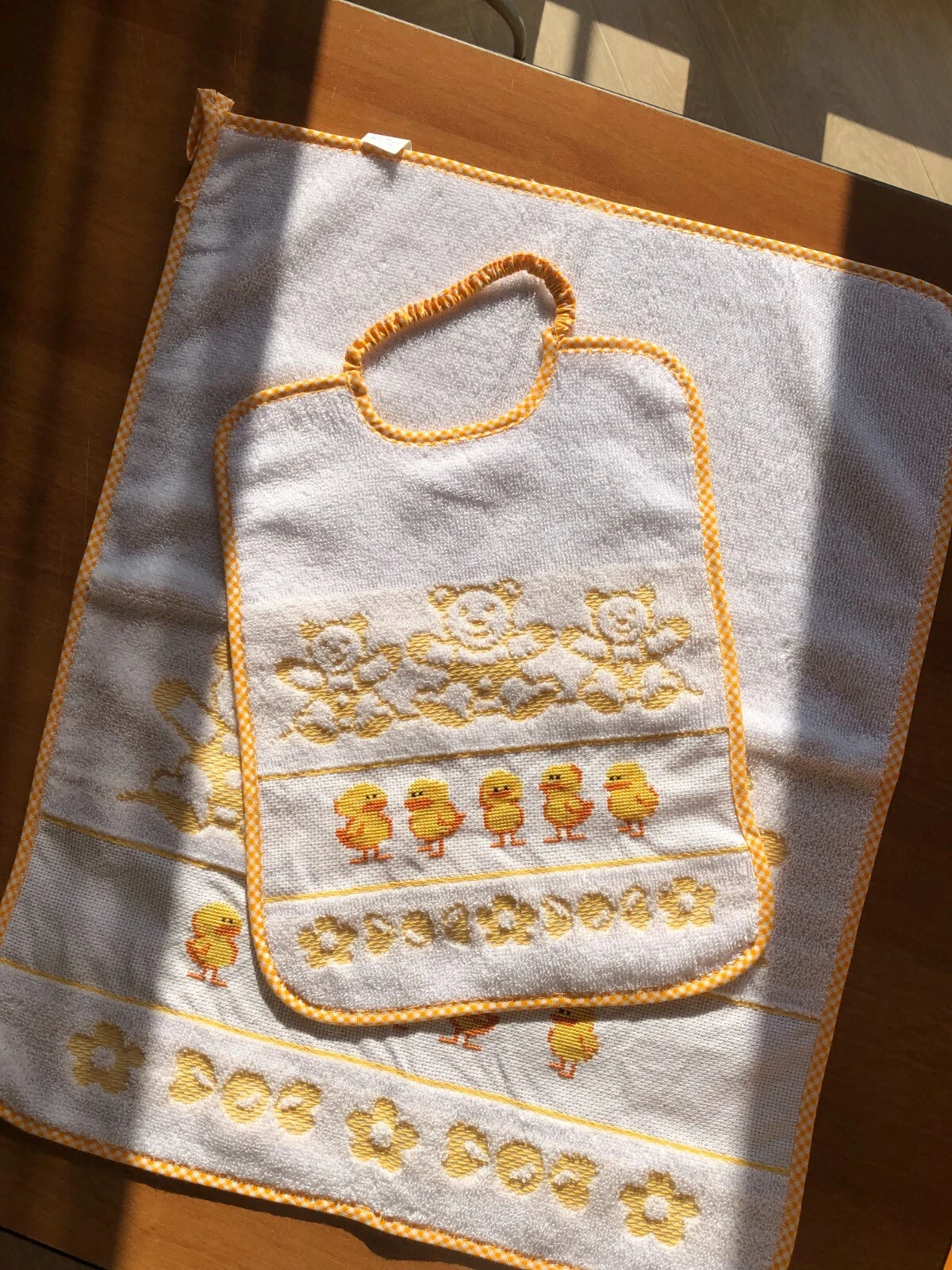 Embroidery bib and burp handmade set