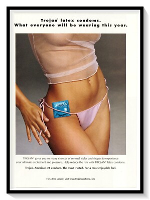 Trojan Latex Condoms Sexy Woman Print Ad Vintage 2002 Magazine Advertisement