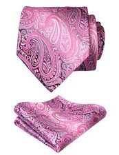 Paisley Men's Gradient Tie and Pocket Square Set Pink