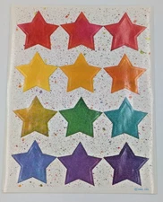 Vintage HALLMARK CARDS Sticker Sheet- COLORFUL STARS