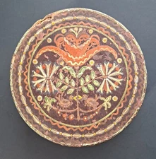 Antique Primitive Wooden Pantry Box Hand-Painted Floral Boho Rustic Folk Germany