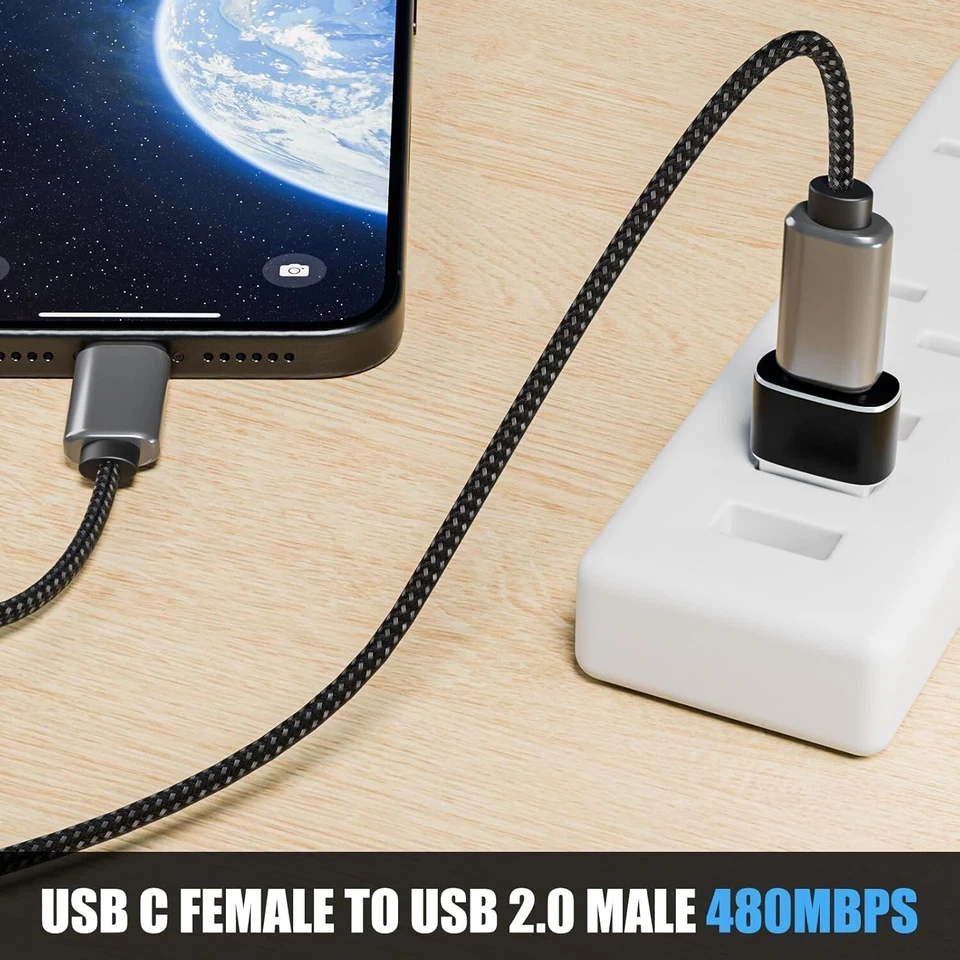 USB to USB C Adapter iPhone USB C OTG Adapter Car Charging Port Adaptor, 4 Pack - Image 4 of 4