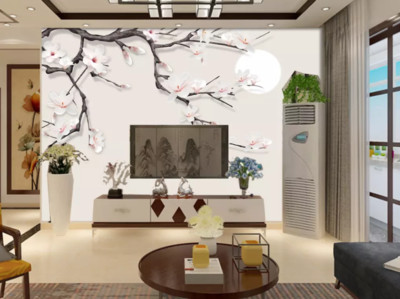 3D Flower Branch Moon ZHUA2032 Wallpaper Wall Murals Removable Self-adhesive Ann