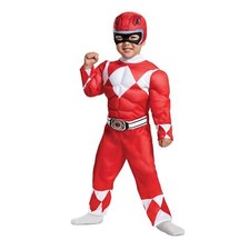 Power Rangers Red Ranger Muscle Costume 2T with Jumpsuit and Headpiece