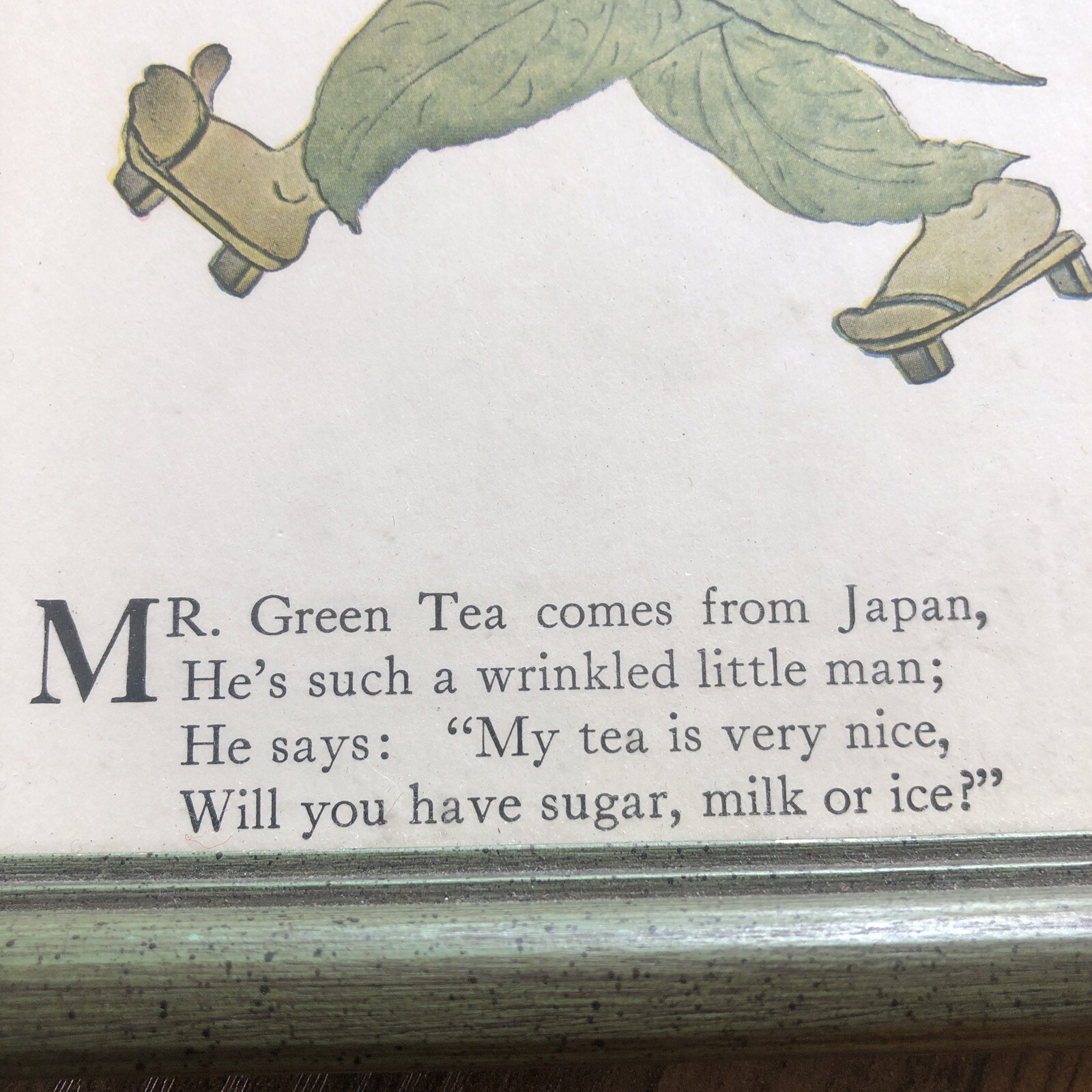 MOTHER EARTHS CHILDREN Framed Print MR. GREEN TEA 8.5" X 6.5" M.T. Ross Wall Art