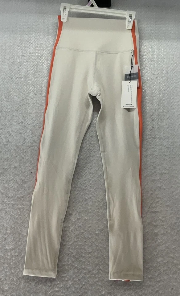 Leggings Splits59 Bianca para mujer talla pequeña blancos rayas laterales cintura alta tirar Foto 2 de 4