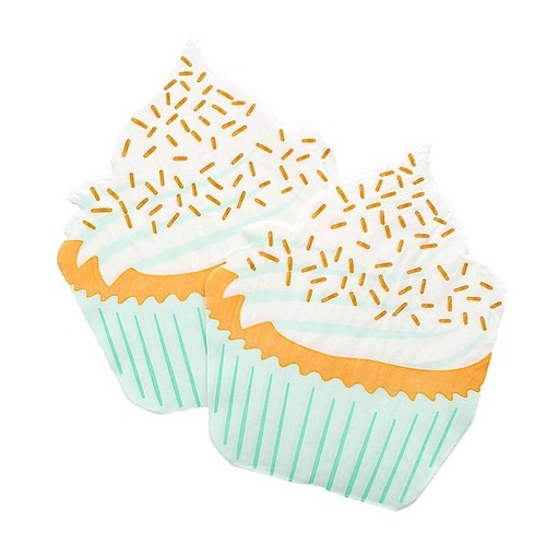 20 WHITE ORANGE 11" x 9" Paper COCKTAIL NAPKINS Cupcake Design Party Supplies - Picture 6 of 8