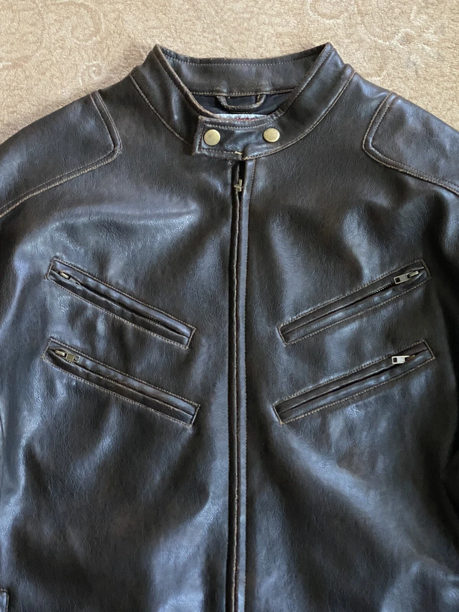 Red squad leather best sale jacket