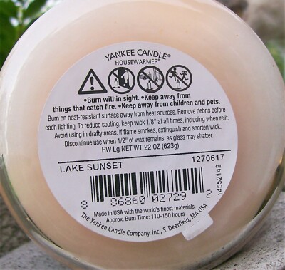 Yankee Candle Retired *LAKE SUNSET* Fresh ~Large 22 oz. ~WHITE