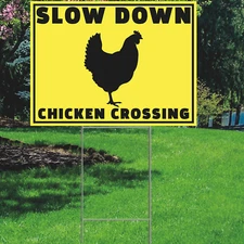 YS3058 Chicken Crossing Plastic Outdoor Yard Sign Decoration Cutout