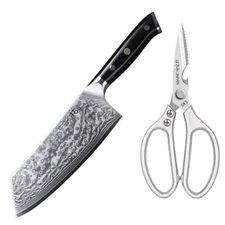 7.5inch Cleaver Knife Japanese VG10 Damascus Steel Chef Knives + Kitchen Shears