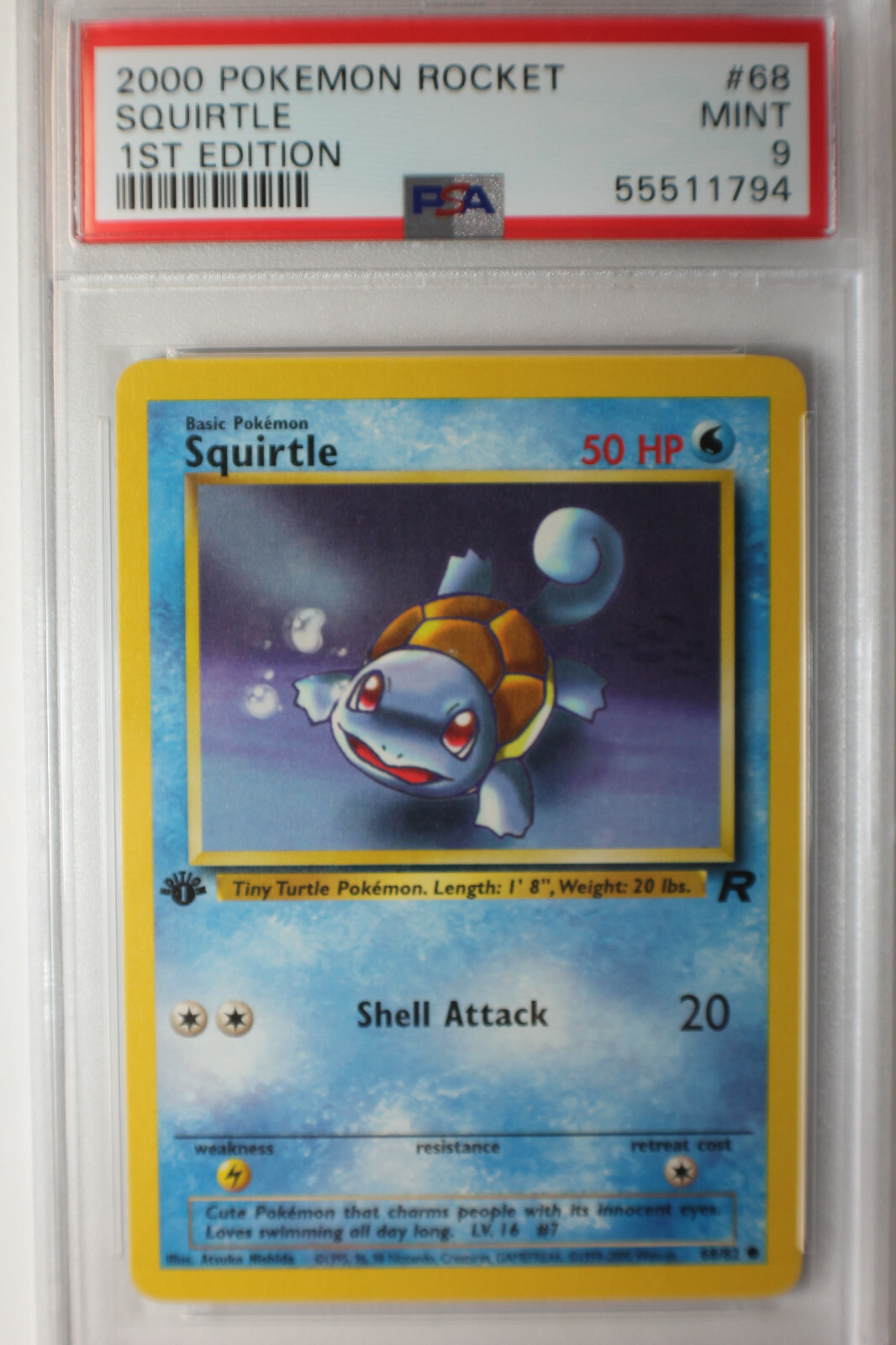 2000 POKEMON    TEAM ROCKET  #68  SQUIRTLE  1ST EDITION $  PSA 9  MINT      *794