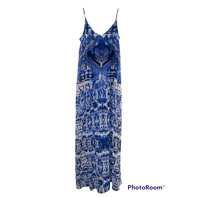 express boho dresses blue and white maxi dress with adjustable spaghetti straps size S dark brown Custom Gold Birthday Dress Condition:VERY_GOOD neckline Layered ruffle design