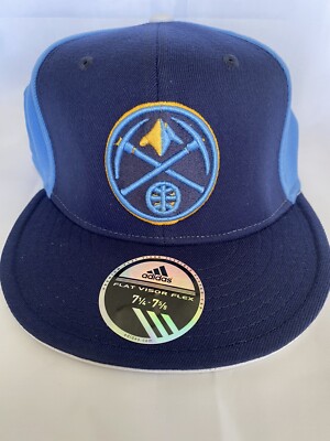 NBA Denver Nuggets Adidas Flat Visor Flex Fit Hat 7 1/4 to 7 5/8 - New