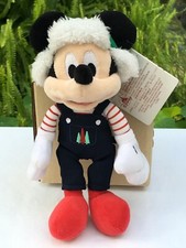 Disney Parks Mickey Mouse Christmas Holiday Mini Bean Bag Plush Doll Toy 9" NWT