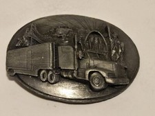 NICE LOOKING TRUCKING AMERICA SCENE BELT BUCKLE STL PEWTER SISKIYOU