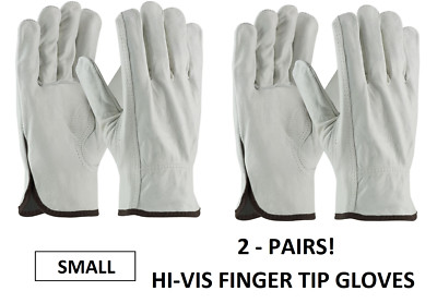 2 PAIRS PIP 68-163/SMALL #7 Top Grain Cowhide Leather Driver Gloves Red Cuff HR