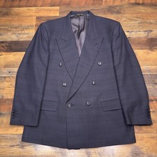 Vintage Pierre Cardin Double Breasted Suit Jacket 43R Gray Pinstripe Wool USA