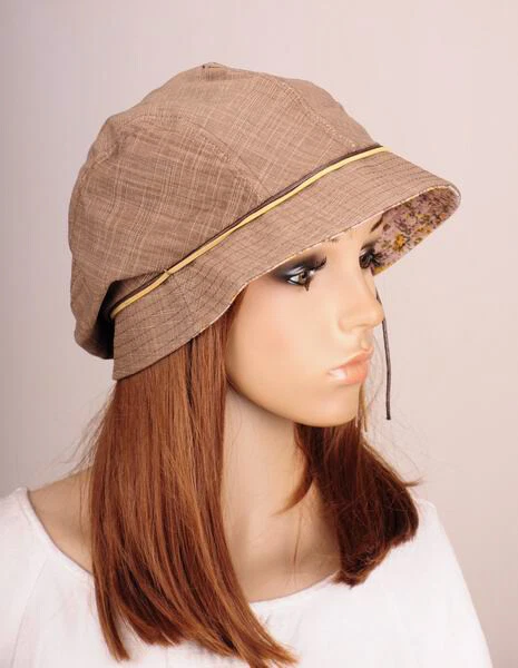 JM265 Caqui Belleza Flor Algodón Sombrero Ala Redonda Gorra Cloche Verano Otoño Elegante Foto 3 de 4