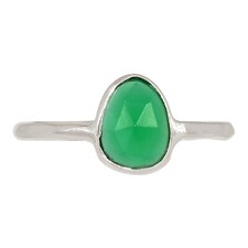 Faceted Green Onyx 925 Sterling Silver Ring Jewelry s.7 ALLR-31149