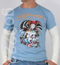 NWT-Authentic Men's Ed hardy Battle Double-Sleeve Slim T-shirts Tee Size S