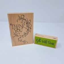 New Inkadinkado Thank You Flourish Rubber Stamp Get Well Soon VAP Craft Stamp