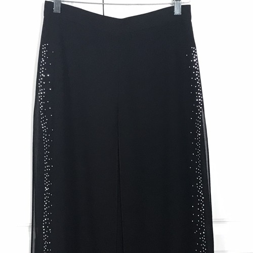 VTG Betsey & Adam by Jas Lene Sz 8 Black Chiffon Silver Studded Palazzo Pants - Picture 3 of 11
