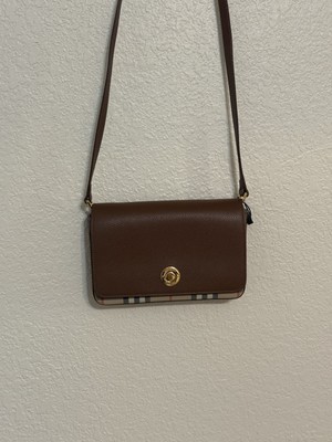 NWT BURBERRY VINTAGE CHECK LEATHER HAMPSHIRE CROSSBODY BAG CLUTCH
