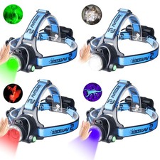 USB Charging Head Torch 395 nm UV Light Wave Sensor Red/Green/White LED Headlamp