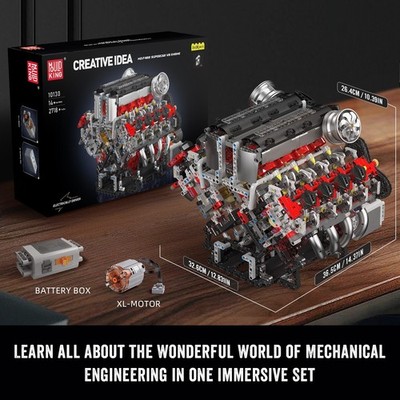 Mould King 10219 Technique V8 Motor Briques de Construction, 2718 pièces, kit de Construction détaillé pour Les Amateurs de Voitures