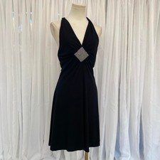 Vintage y2k black halter rhinestone dress