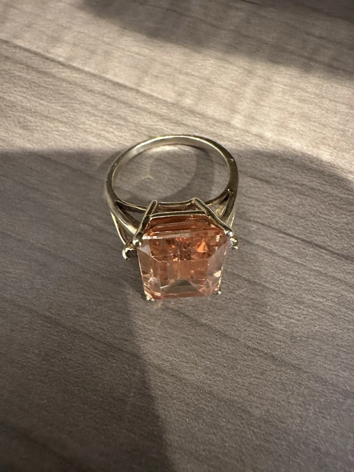 Anillo Citrino Oro 10K Talla 6 Banda Fina Piedra Rectangular Foto 3 de 4