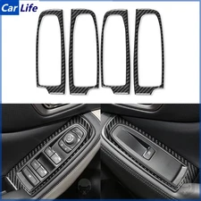 4Pcs Real Carbon Fiber Window Lift Switch Panel Frame For Subaru Forester 19-24