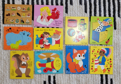 Lot of 10 Vintage Wooden Puzzles - 7 Playskool 2 SIFO 1 Simplex