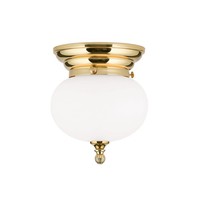 Deckenleuchte Deckenlampe Echt-Messing Glas E27 Ø 18 Cm Rund Jugendstil