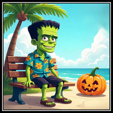 30 Custom Beach Halloween Frankenstein Personalized Address Labels