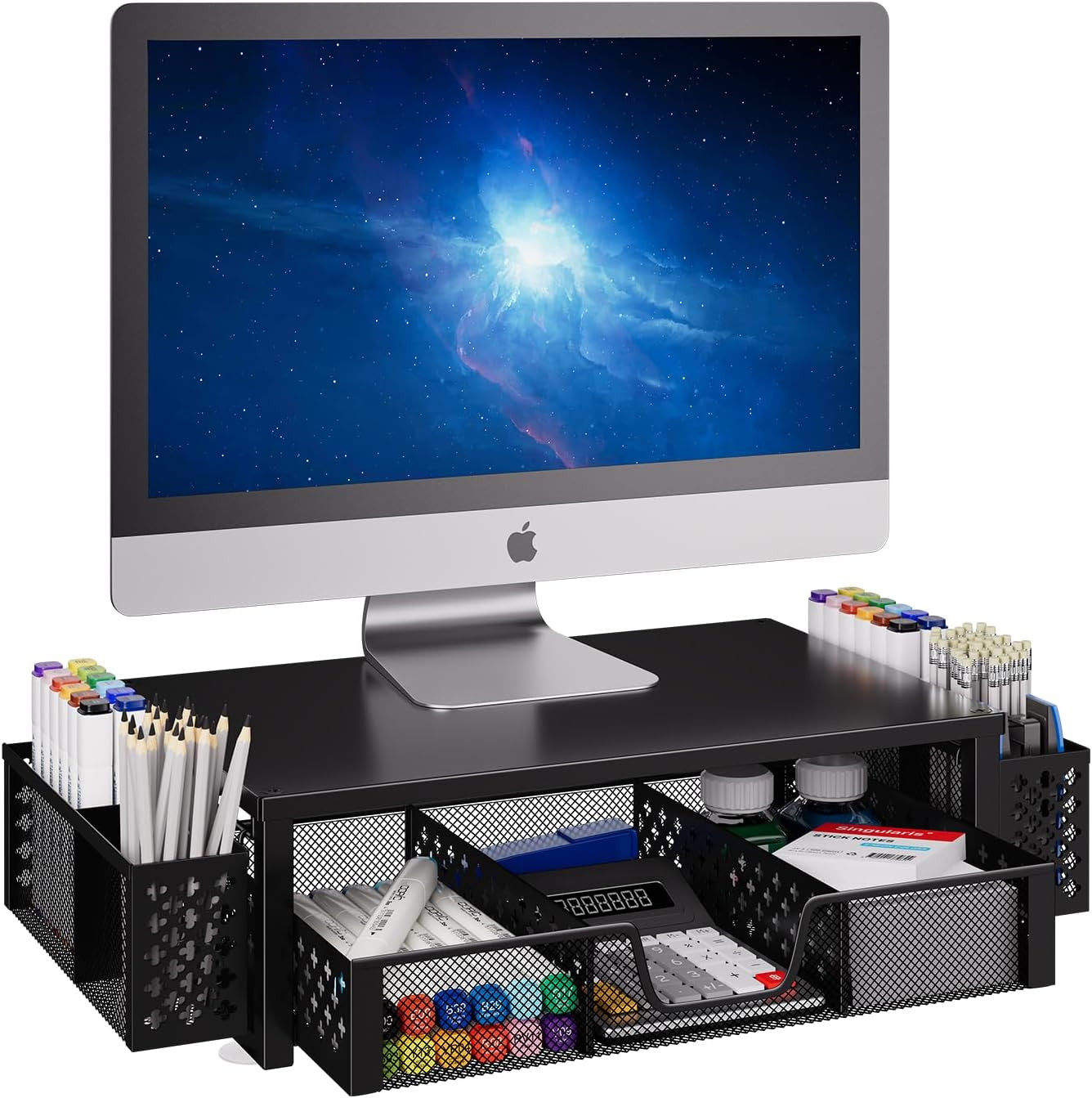 Monitor Stand Riser, Desk Organizer and Accessories, Black