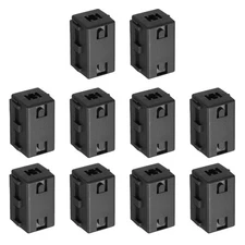 10 Pcs Ferrite Filter Ring Core Cable Clip ID 6.5mm Square Style, Black