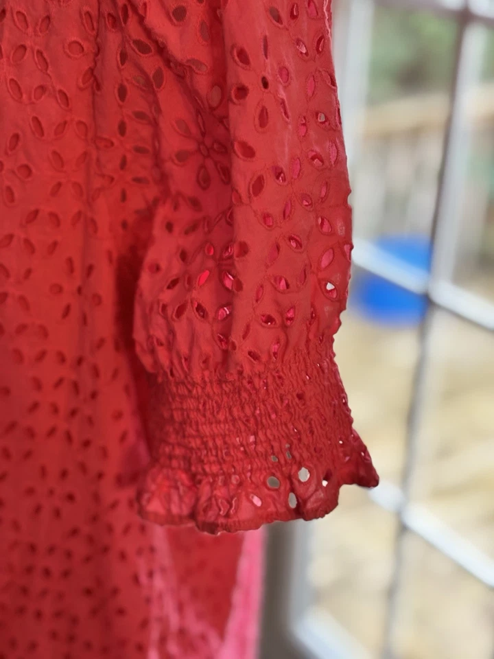 Blusa J.Crew Top Rosa Ojales Talla L Floral Bordada Forrada Femenina Pradera Foto 4 de 4