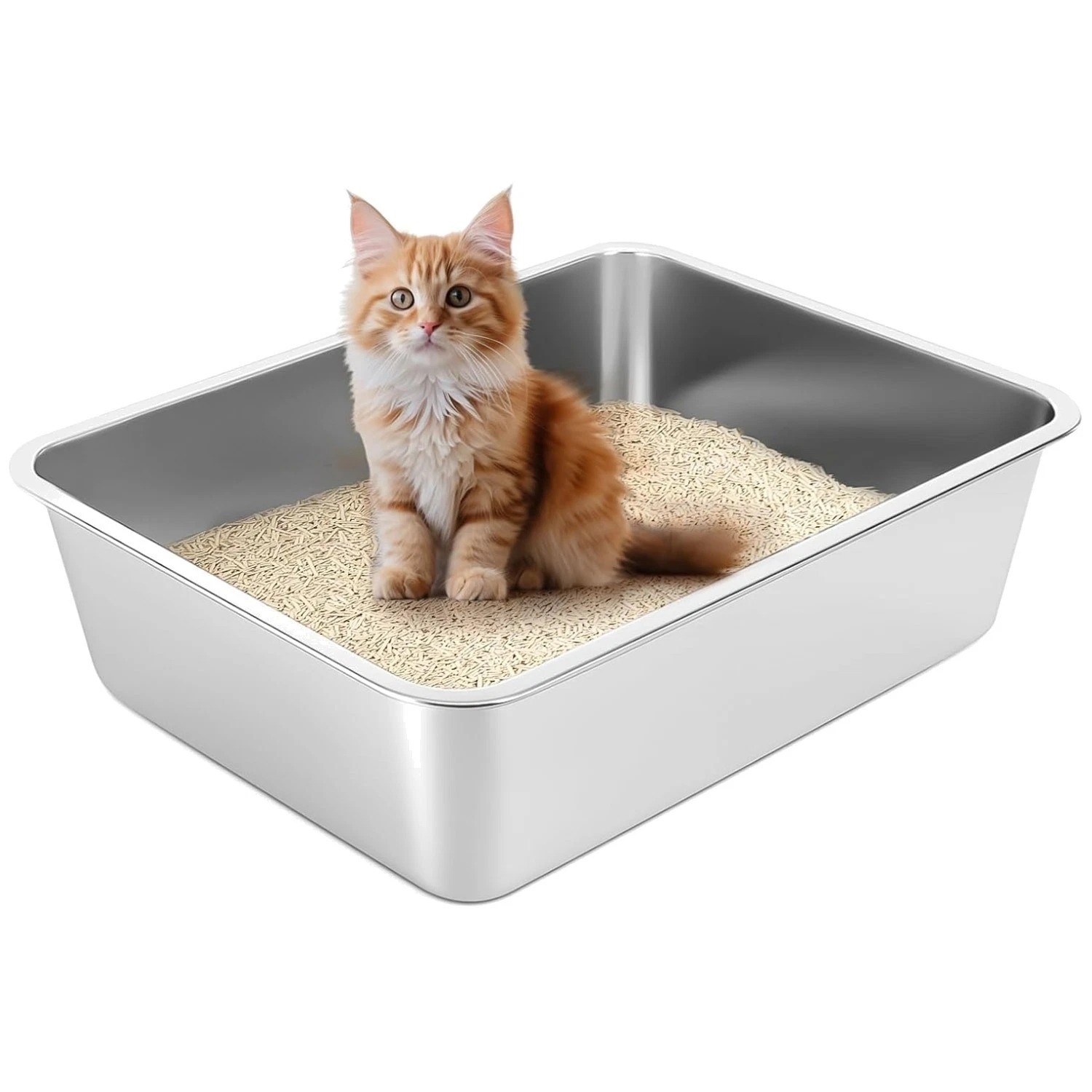 With High Sides, Extra Large Open Metal Litter Pa