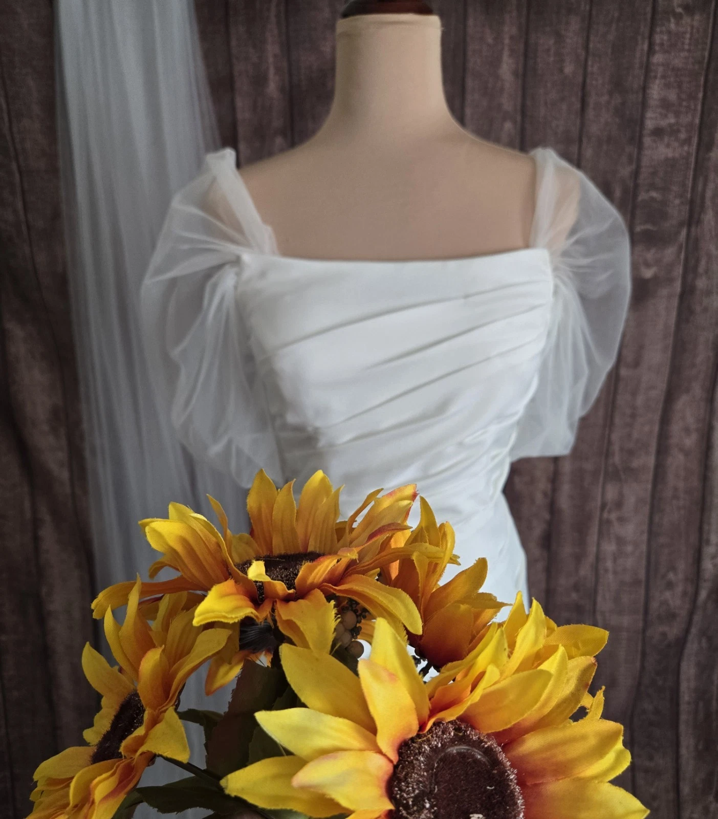 OFF WHITE Abito da sposa made in USA bianco sporco treno taglia L