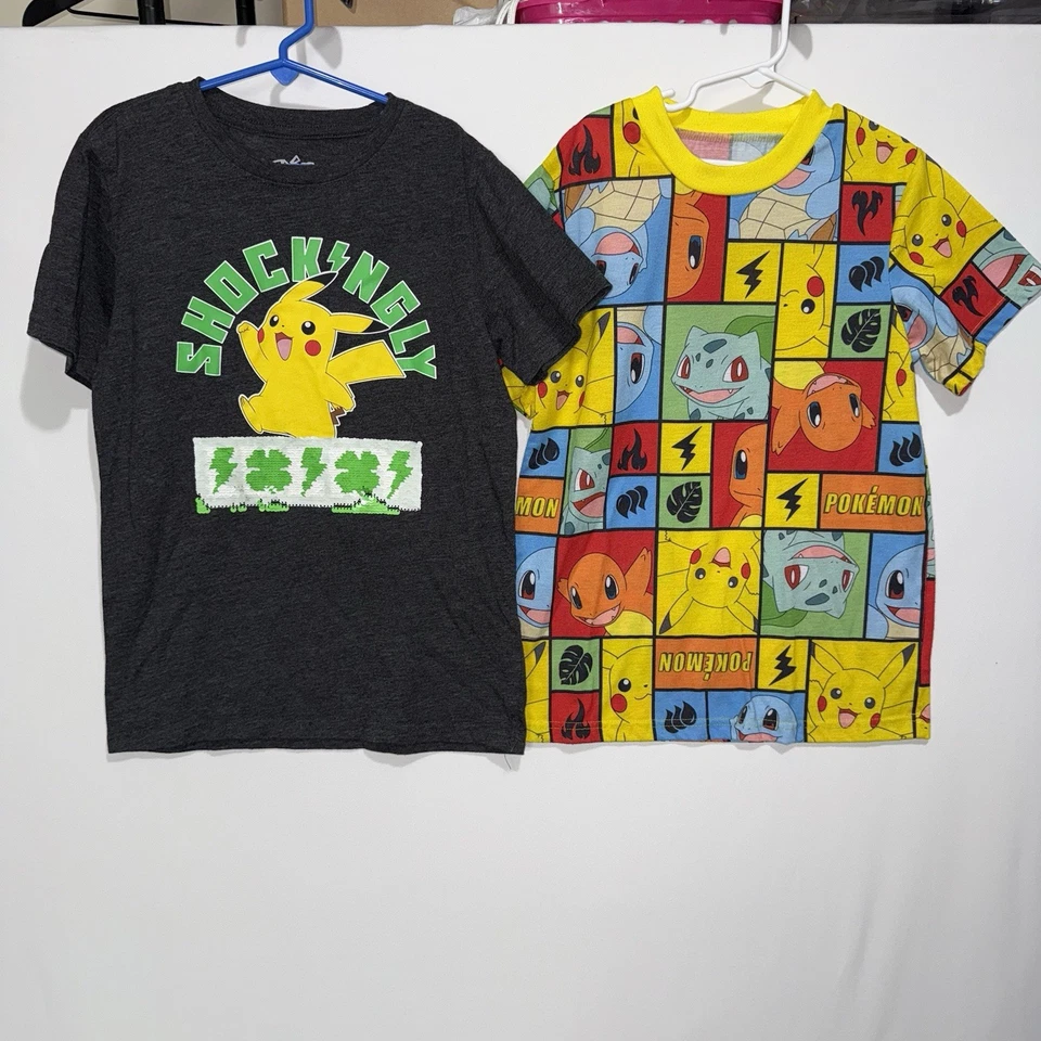 2 Pokemon Shirt Kids Medium Black Pikachu St Patrick's Day & Yellow Multi Image - Image 2 of 4