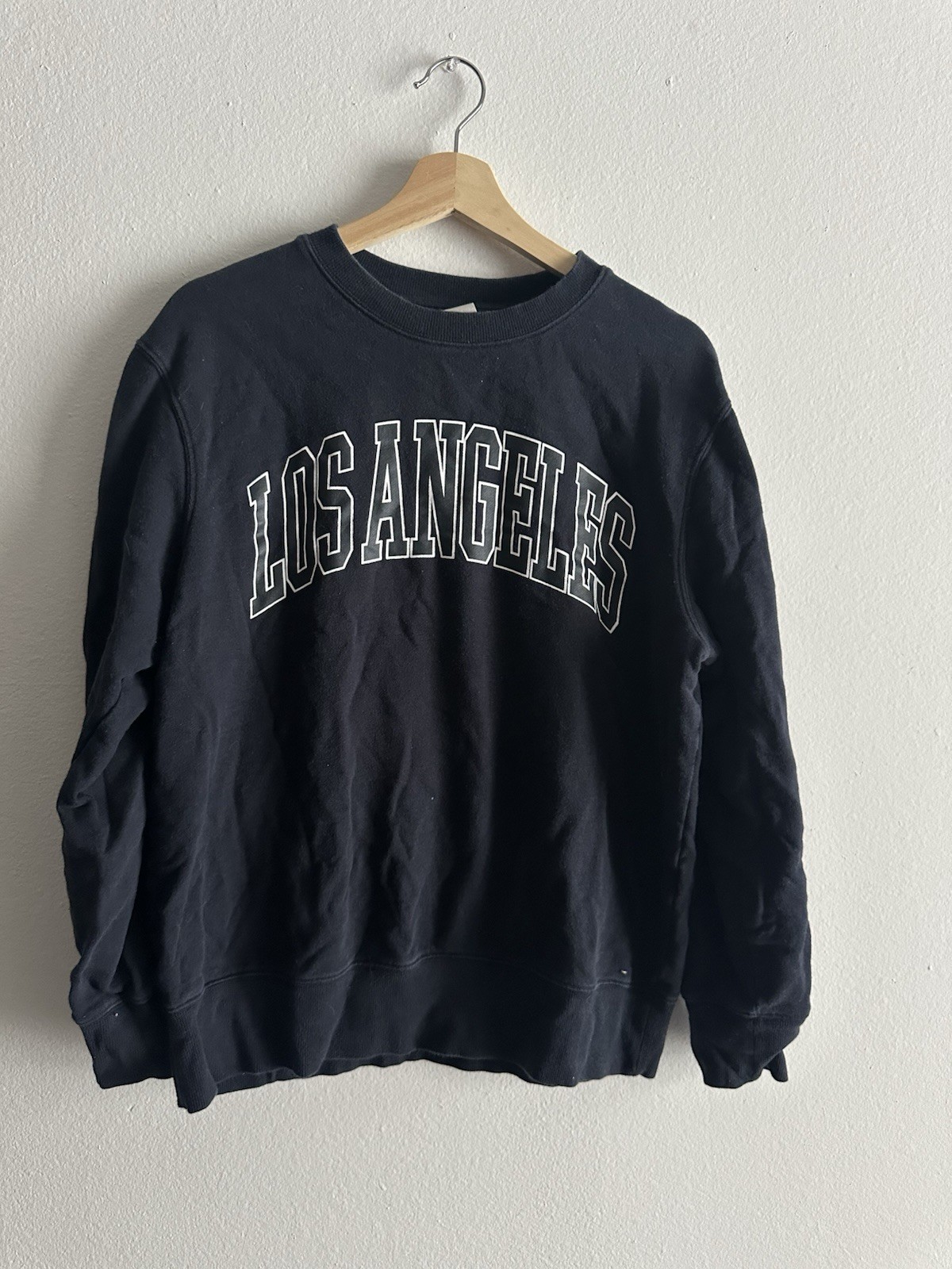 Women's Oversized Sweatshirt Los Angeles California Crewneck, Black, Medium