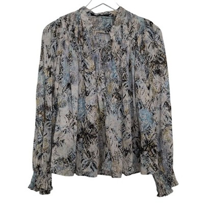 IRO 36 Calli Cotton Printed Lace Up Blouse Womens Size Small Smocked Relaxed