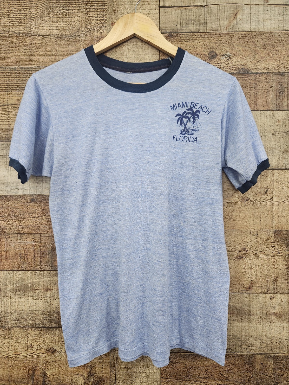 Vintage Single Stitch T Shirt Miami Beach Florida Sz L 1970s